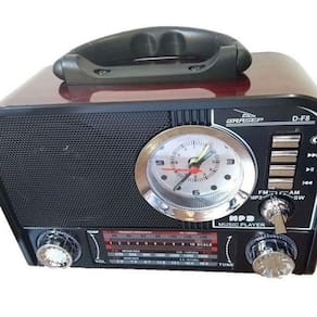 Rádio Retro Bluetooth Fm Am Mp3 Sd Card Usb Relógio