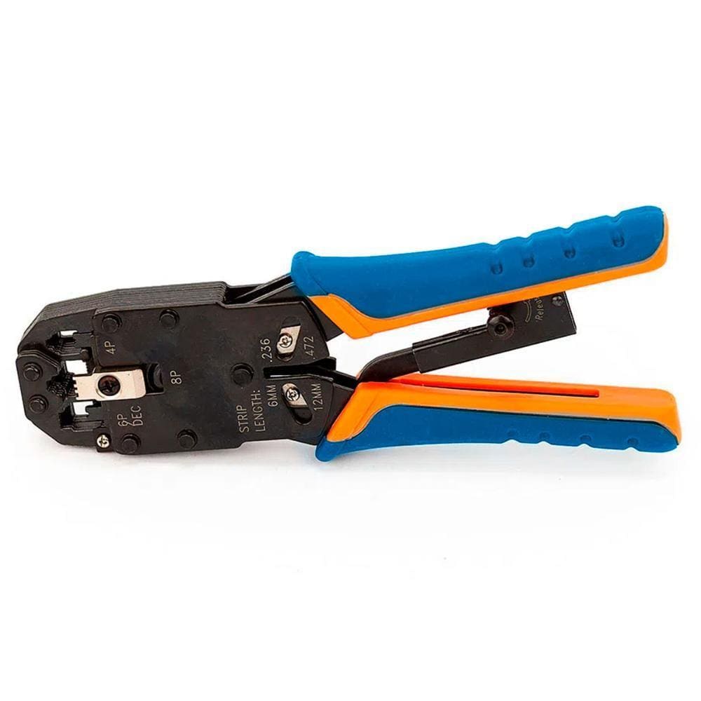 Alicate Crimpador de Rede - RJ11 / RJ45 - com Catraca - Cabo Emboarrachado