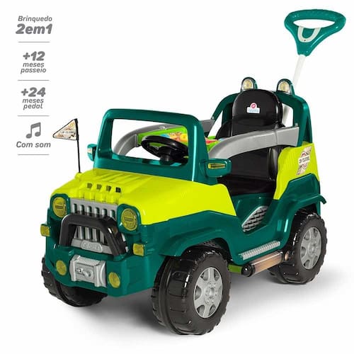 imagem-Carrinho de Passeio e Pedal - Jipe Diipi - Verde - Calesita