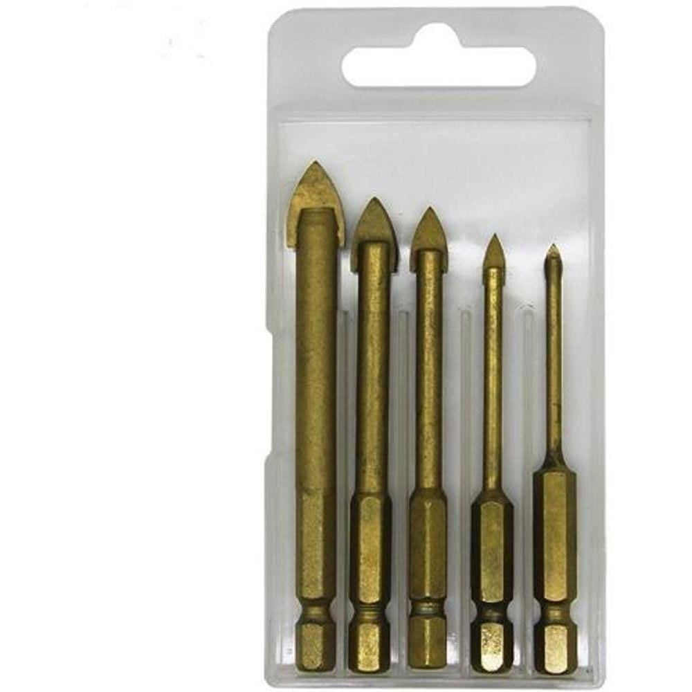 Kit 5 Brocas De Videa furar Vidro Ceramica Madeira porcelanato garrafa jogo Ferramentas