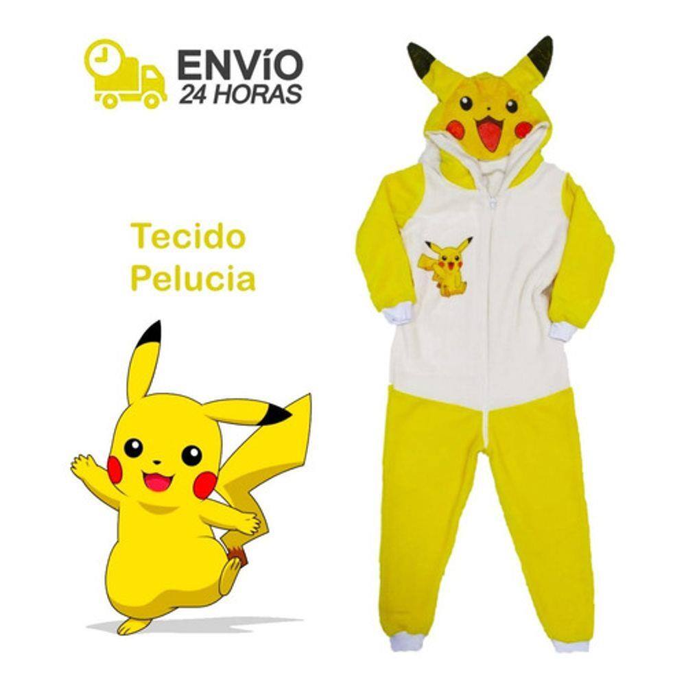 Fantasia Pikachu Pokemon Infantil Pijama Kigurumi 01 a 12 Anos