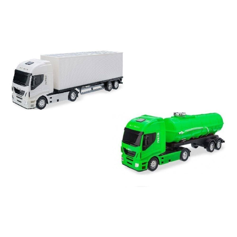 Caminhão de Brinquedo Iveco Tector Coletor Laranja e Verde em