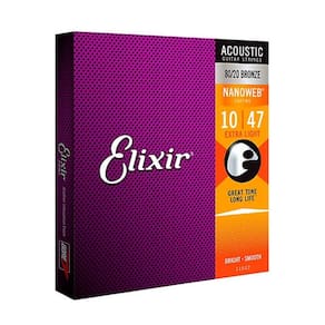Encordoamento Para Violão Elixir 010 Extra Light Bronze