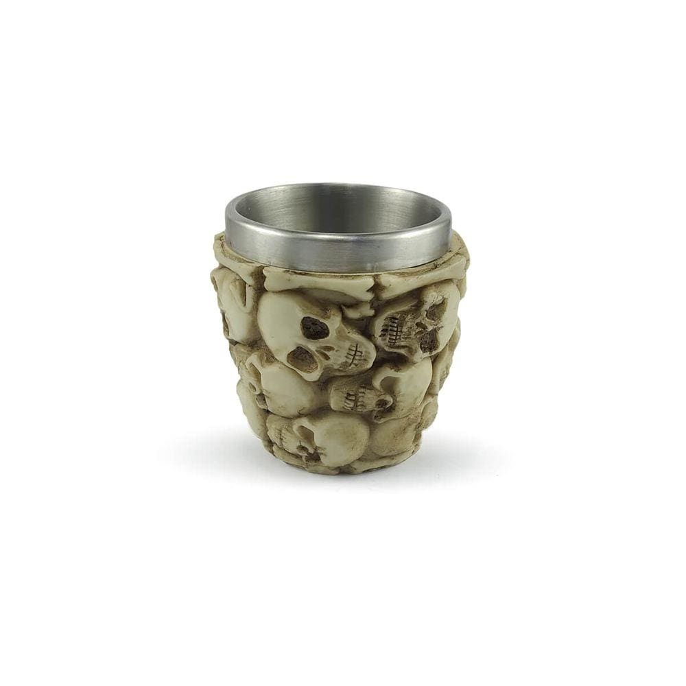 Copo De Shot Dose Em Aço Inox Resina Modelo 18 Caveiras Colecionável Decorativo Tequila Whisky Vodka