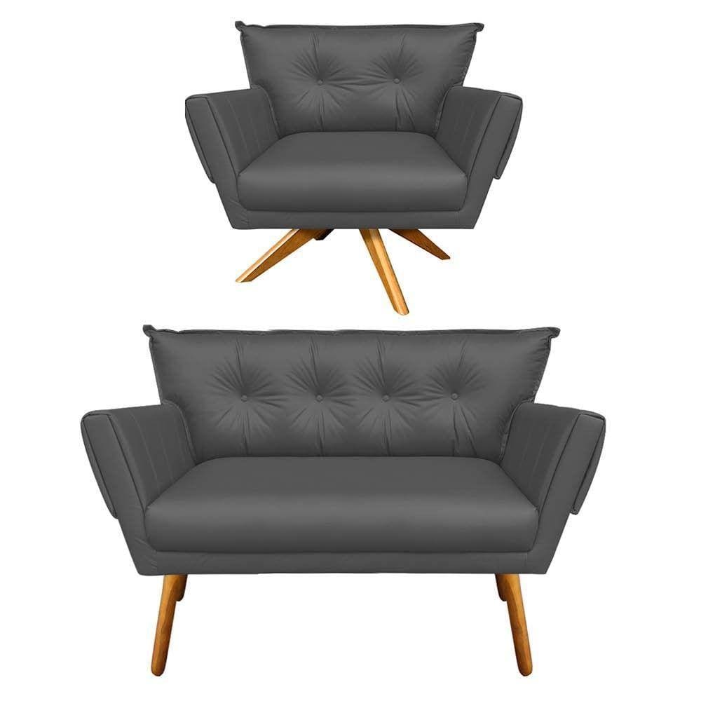 Kit 01 Namoradeira e 01 Poltrona Giratória Anitta Corino