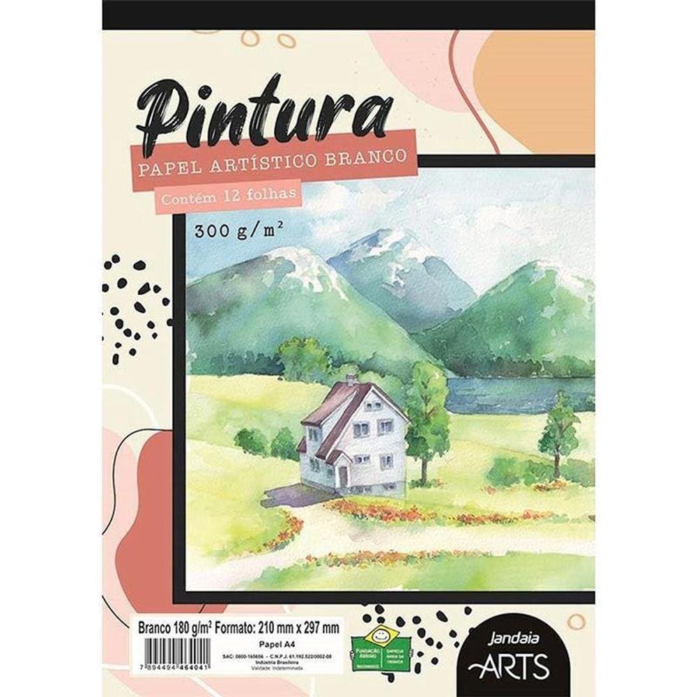 Bloco de Pintura A4 300g Branco 12 folhas Jandaia Arts