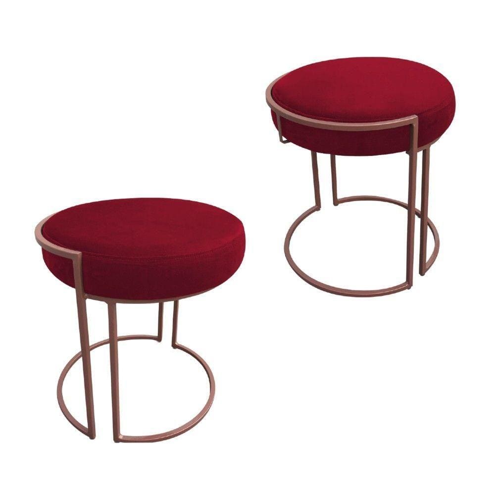 Kit 02 Puffs Love Suede Base Cobre Vermelho