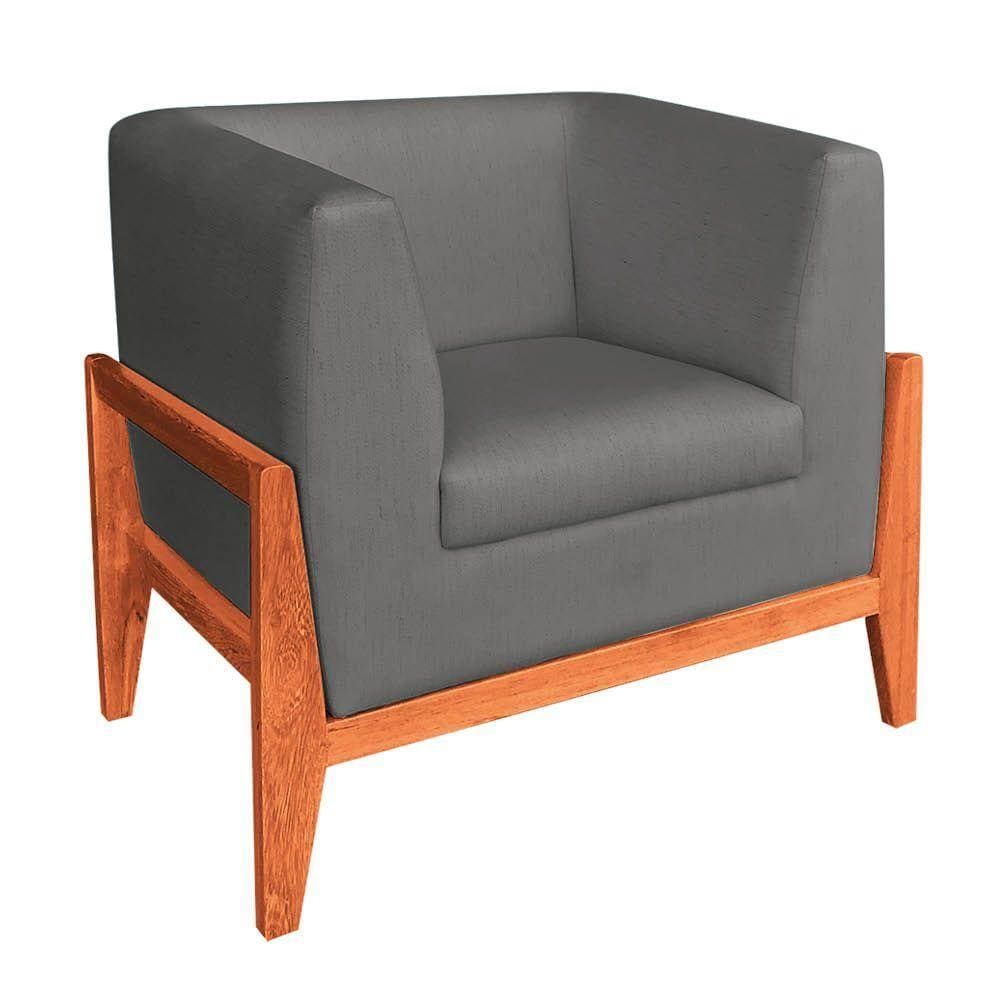 Poltrona Lucy Linho Castanho Cinza A26