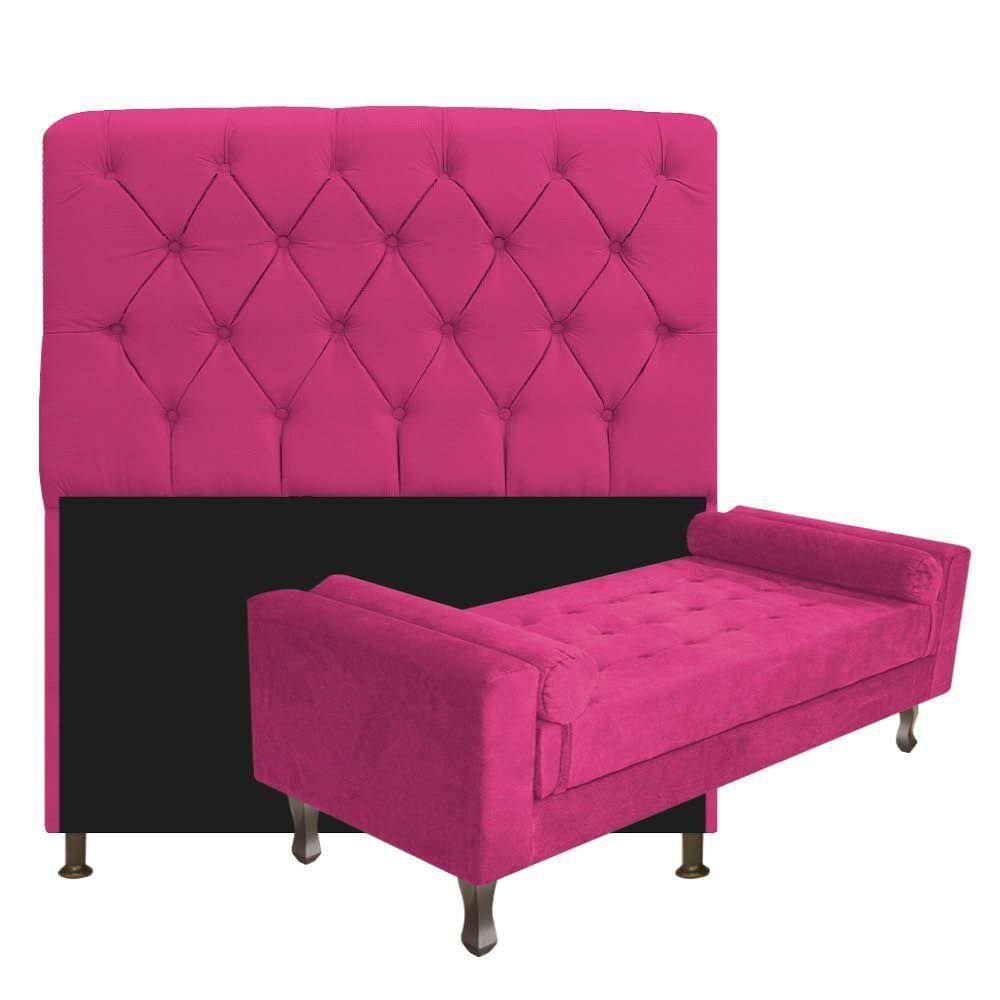 Kit Cabeceira Lady Recamier Félix 160cm Queen Pink