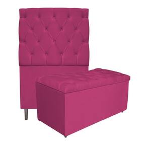 Kit Cabeceira Calçadeira Liverpool 90cm Solteiro Pink