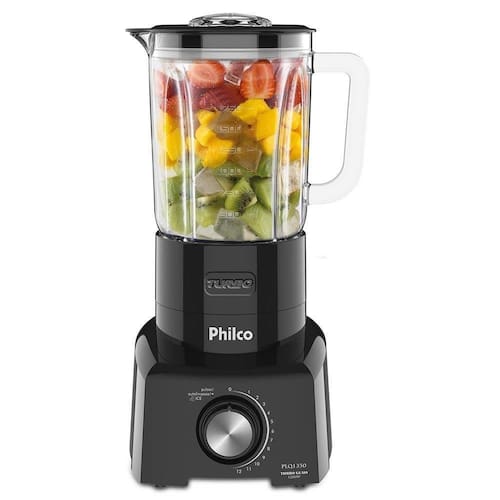 Liquidificador Philco PLQ1350, Copo de Vidro, 12 Velocidades + Pulsar, 1200W, Preto