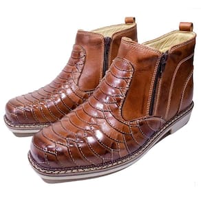 Bota Country Masculina Em Couro Escamada De Cano Curto Urbana Festa Sertanaja Peão