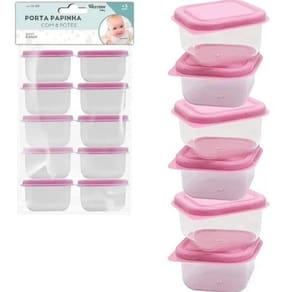 Kit 3 Pote Rosa de Papinha para Congelar Armazenar Comida Bebe