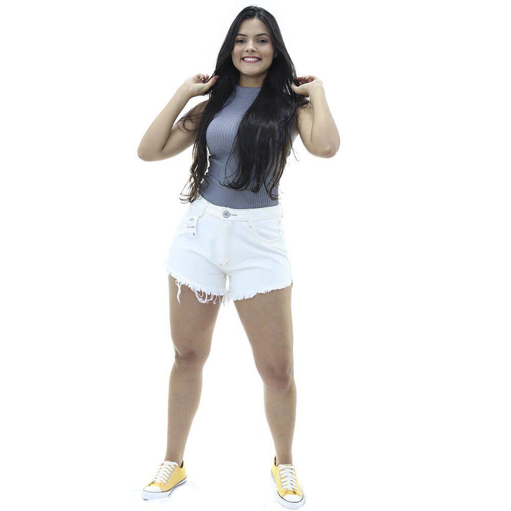 short jeans branco cintura alta