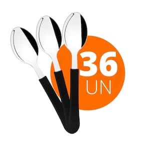 KIT - 36 Colheres de Sopa Leme Com Lâmina em Aço Inox Cabo Preto CPBAG - Tramontina 23183400