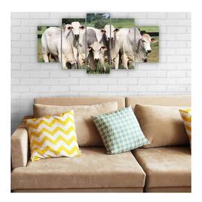 Quadro Decorativo Mosaico 5 Peças Pecuária Nelore