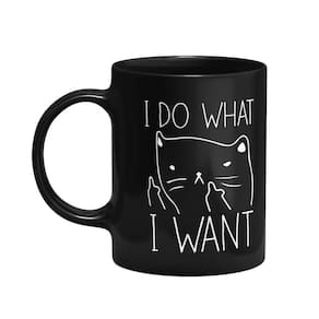 Caneca Divertida Gato - I Do What i Want - Preta