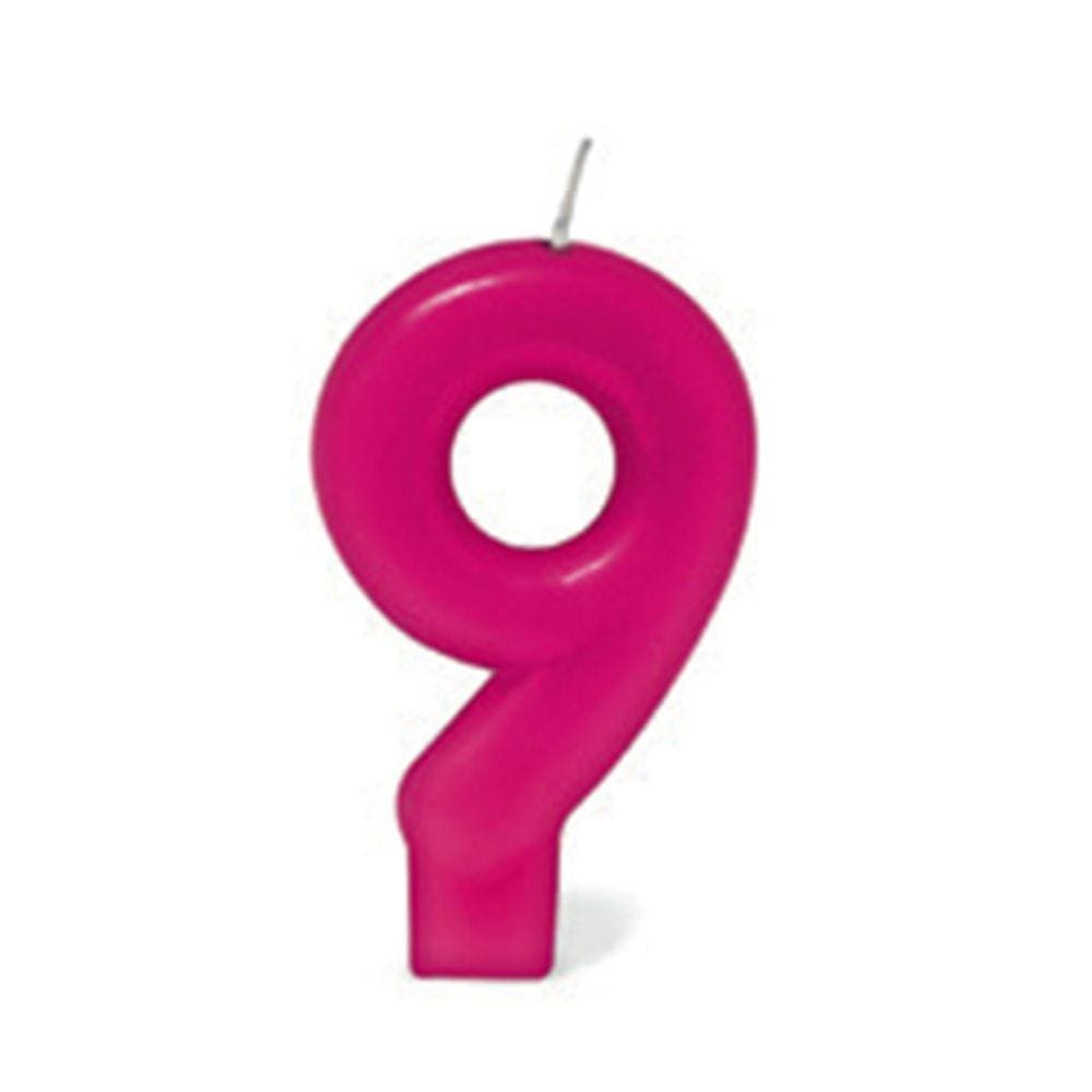 Vela de Aniversário Silver Número 9 Rosa