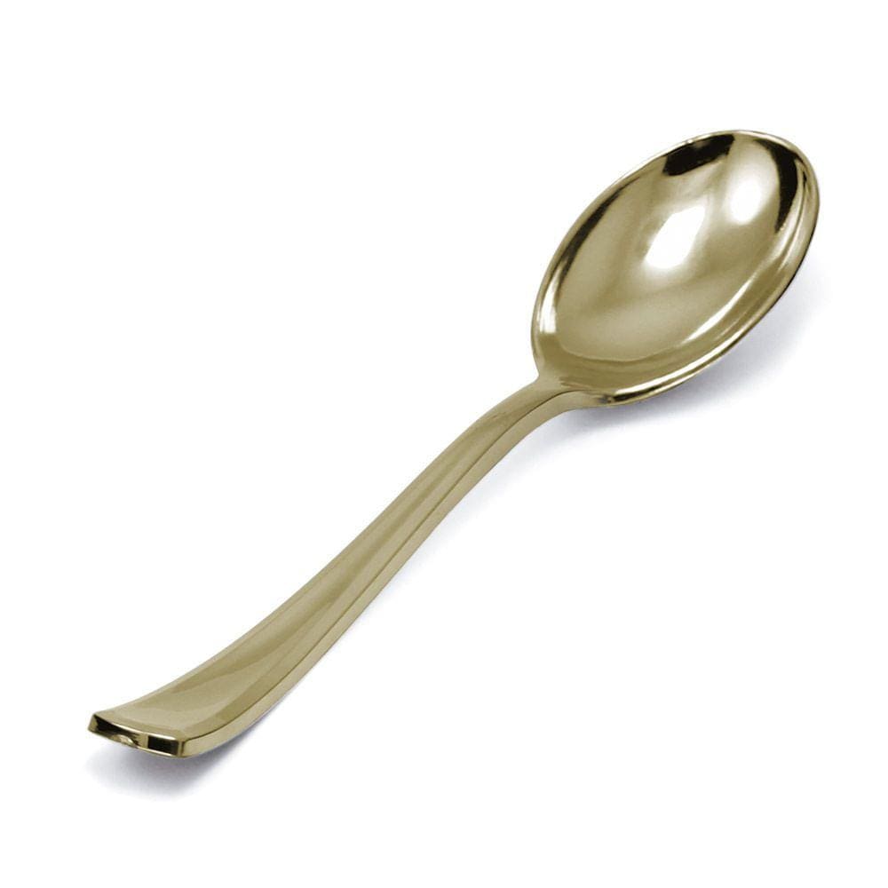 Colher de Plástico Silver Plastic Para Sobremesa com 8 Unidades Dourada