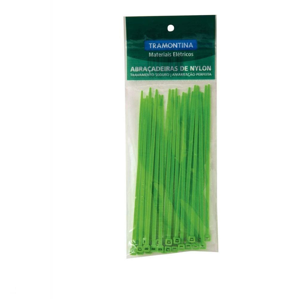 Abraçadeira de Nylon Tramontina 140 mm x 3,4 mm cor Verde Embalagem com 30 Unidades Tramontina