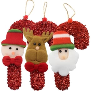 Kit 12 Enfeites Pendentes De Natal Tecido 16cm Bengalas