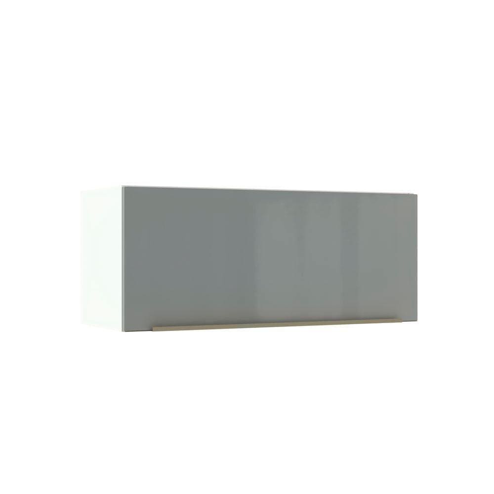 Armário Aéreo Lux 80cm 1 Porta Basculante Branco Cinza