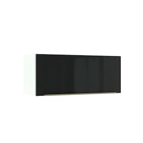 Armário Aéreo Lux 80cm 1 Porta Basculante Branco Preto