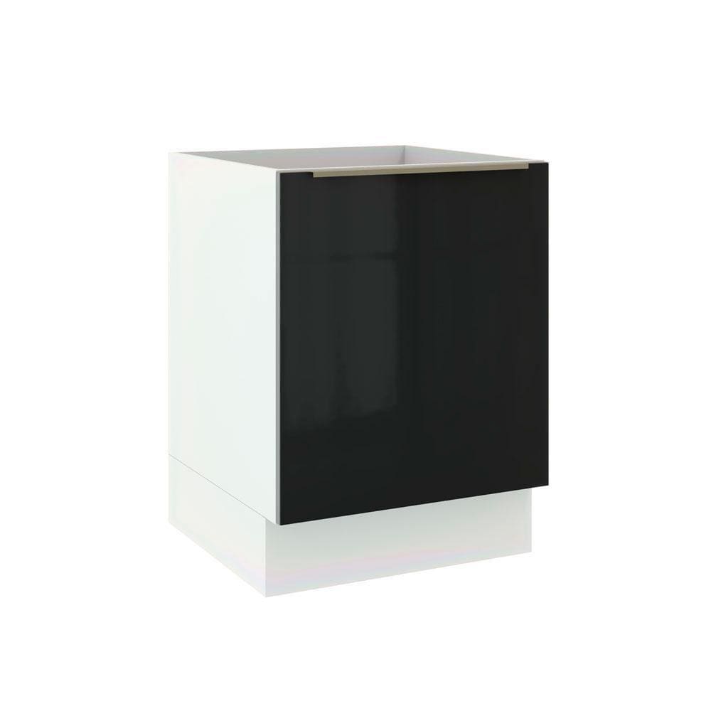 Balcão Madesa Lux 60cm 1 Porta Branco Preto