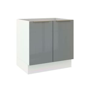 Balcão Madesa Lux 80cm 2 Portas Branco Cinza