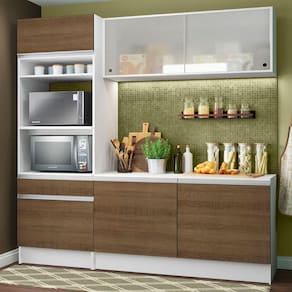 Armário de Cozinha Compacta Topazio com Balcão Branco Rustic
