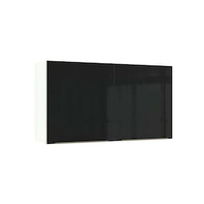 Armário Aéreo Madesa Lux 120cm 2 Portas Branco Preto