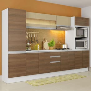 Armário Smart 100% Mdf 300cm com Balcão e Tampo Branco