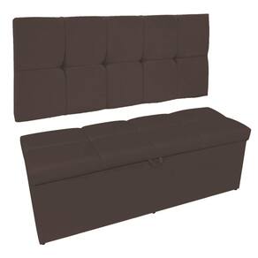 Kit Calçadeira Painel Nina 160cm Suede Marrom