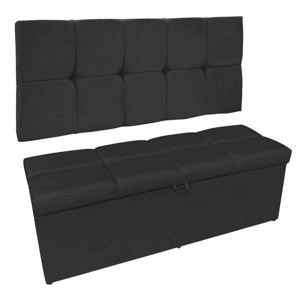 Kit Calçadeira Painel Nina 160cm Suede Preto