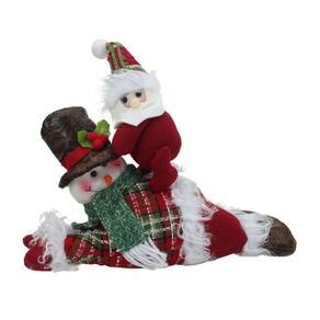 Boneco Natalino Decorativo Boneco De Neve Tecido Xadrez 34cm