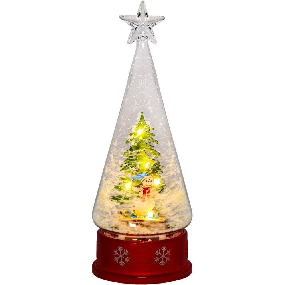 Globo De Neve Decorativo Pinheiro Natalino Iluminado 27cm