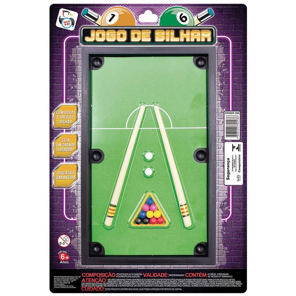 Mesinha de Jogo Sinuca 40CM Infantil Snooker Brilhar Com 02 Tacos