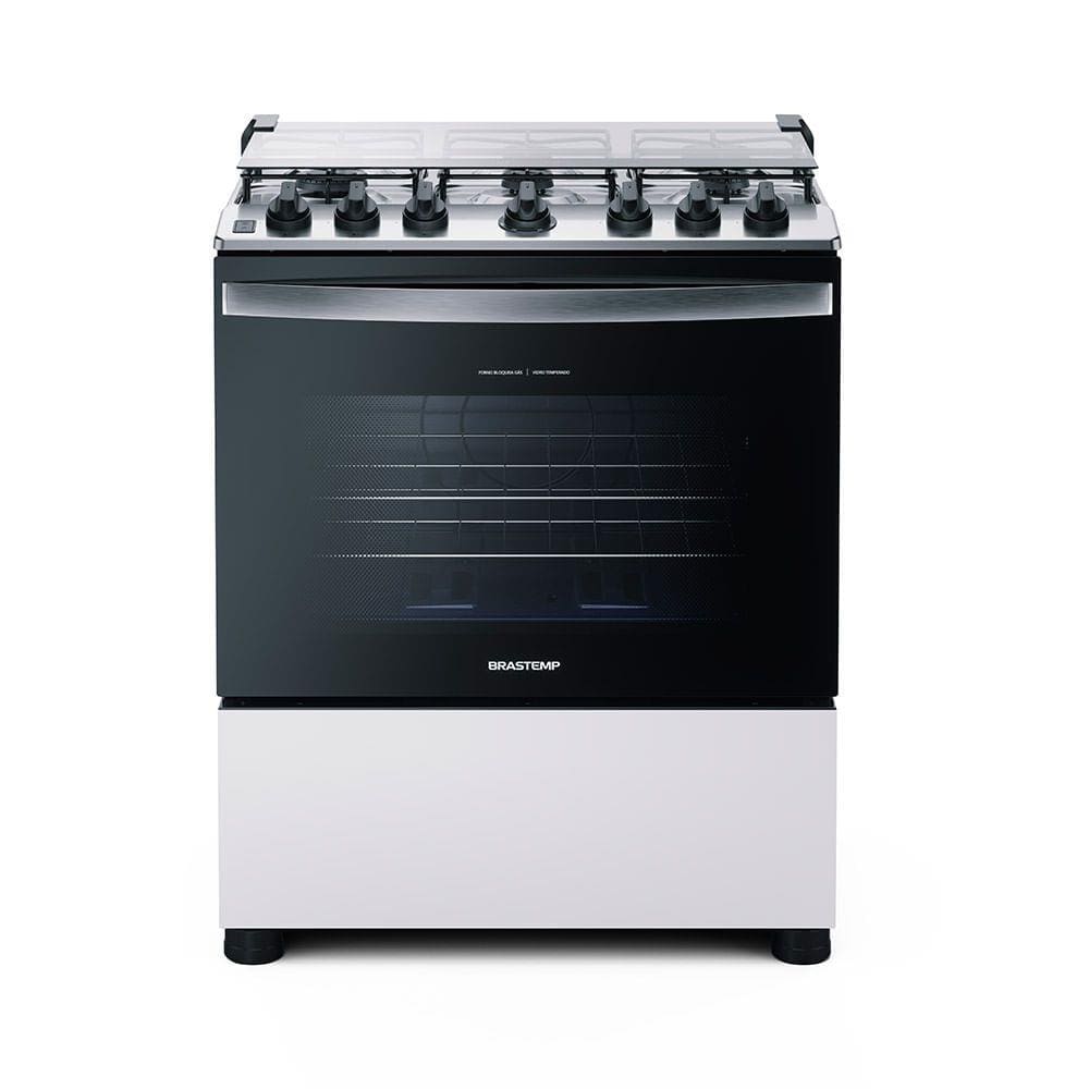 Fogão Brastemp 6 Bocas com Botões Removíveis e Exclusivo Aro Protetor Branco BFS6NCB – Bivolt - Bivolt