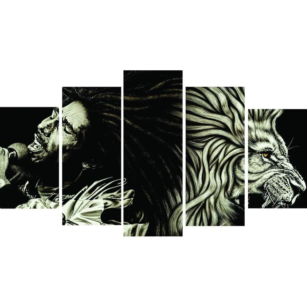 Quadro Bob Marley 5 Peças Mosaico