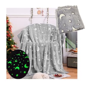 Manta Cobertor Infantil Brilha no Escuro Mantinha Fluorescente Microfibra Extra Macio Lua Estrelas Divertida