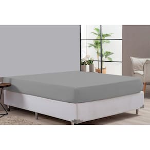 Lençol De Cama Casal Padrão Cinza Percal 180 Fios Algodão
