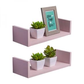 Kit 2 Prateleiras U 50 X 15cm Rosa Claro Suporte Invisível