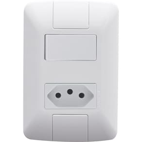 Conjunto 4x2 com 1 Interruptor 6 A 250 V e 1 Tomada 2P+T 20 A 250 V Tramontina Aria Branco - Tramontina
