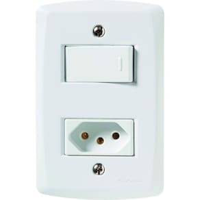 Conjunto 4x2 com 1 Interruptor10 A 250 V e 1 Tomada 2P+T 20 A 250 V Tramontina Lux2 Branco - Tramontina