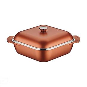 Caçarola Quadrada Tramontina Lyon 28cm em Alumínio Forjado com Interno e Externo Antiaderente Starflon High Performance Dourado com tampa
