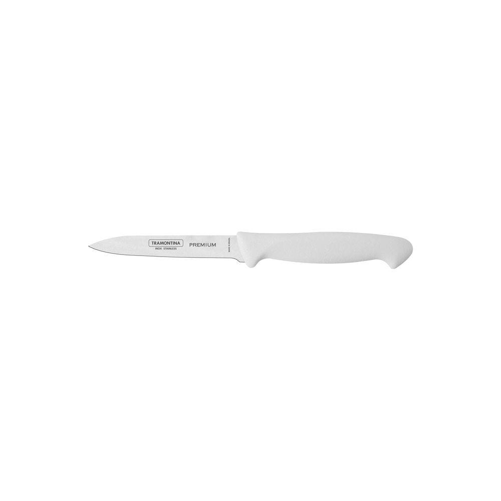 Faca para Frutas e Legumes Tramontina Premium com Lâmina em Aço Inox e Cabo de Polipropileno Branco Tramontina