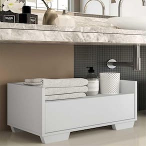 Gabinete Balcão Banheiro 80 cm c/ Pés Quadrados Multimóveis Branco