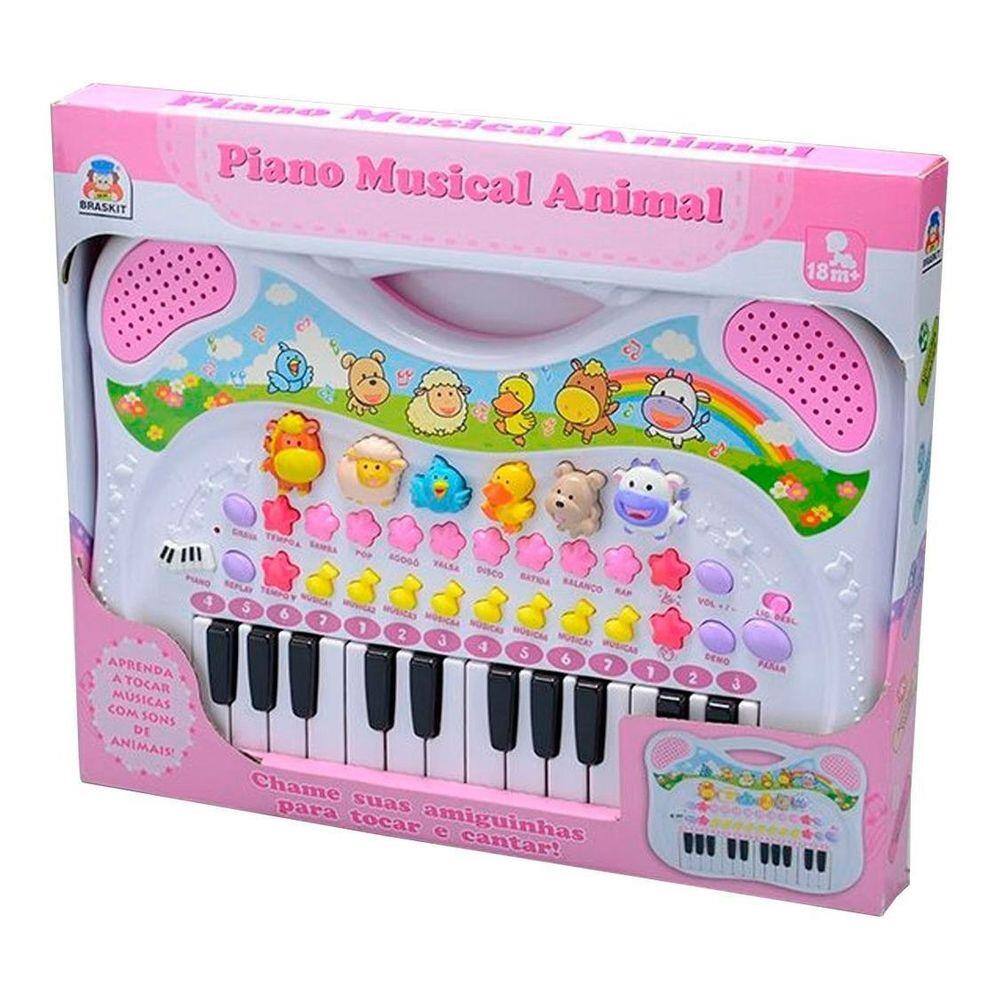 Teclado Infantil - Piano Musical Animal - Azul - Braskit