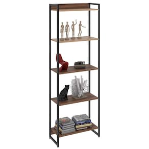 Estante Livreiro Dynamica Industrial 60cm 5 Prateleiras C08 Nogal - Mpozenato