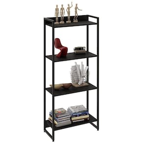 Estante Livreiro Dynamica Industrial 60cm 4 Prateleiras C08 Preto Ônix - Mpozenato
